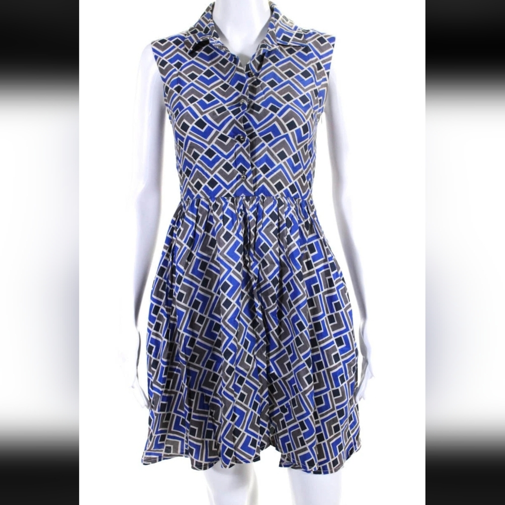 Kate Spade Blue and Black Geometric Mini Dress